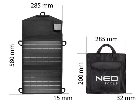 Solárna nabíjačka, solárny panel 15 W, solárna nabíjačka od NEO TOOLS nájdeš na naravis.sk