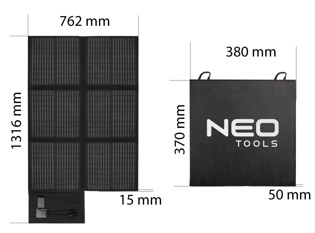 Prenosný solárny panel 120W, solárna nabíjačka od NEO TOOLS nájdeš na naravis.sk