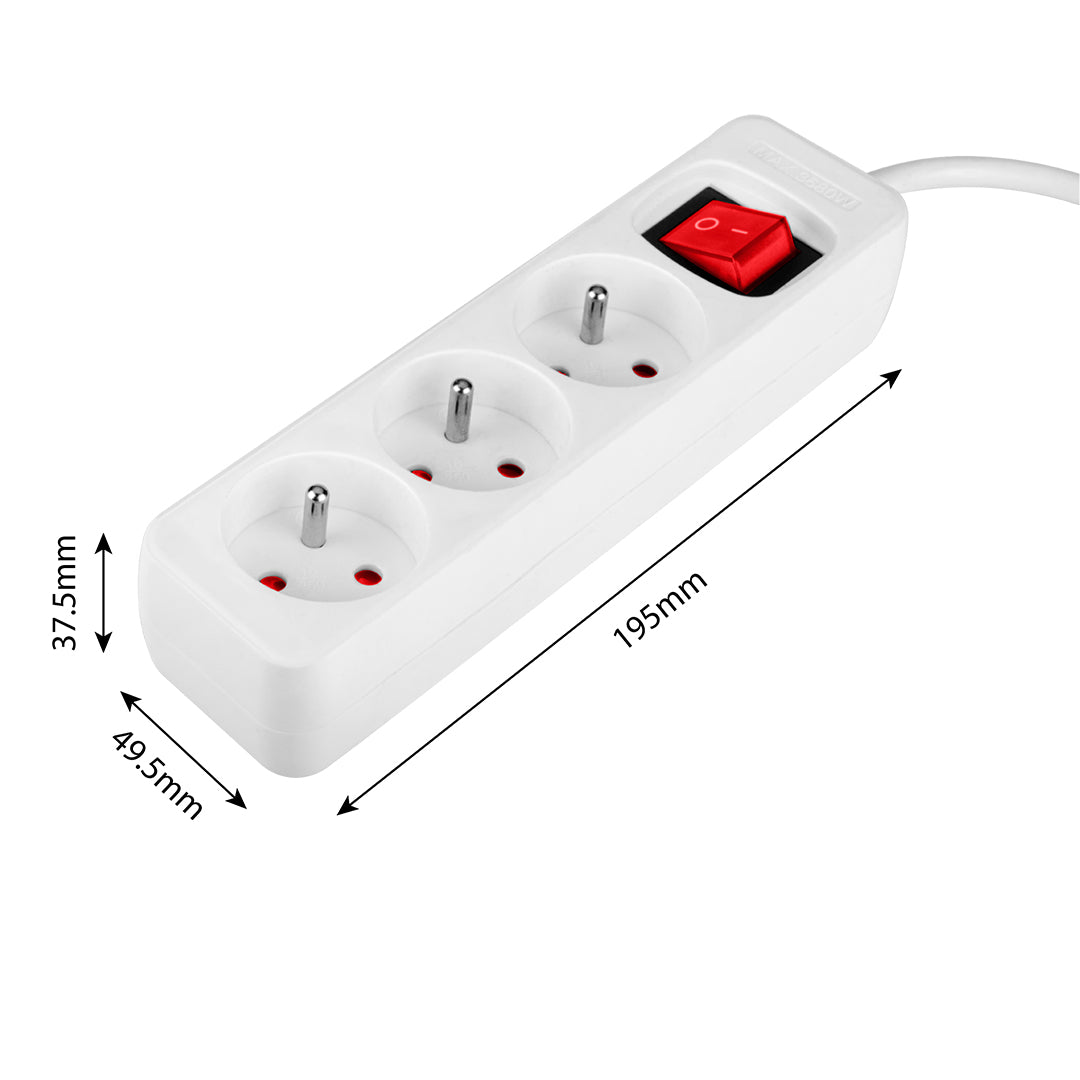 Predlžovací kábel 3 m, 3x1,5 mm2, 3G, biely, ON/OFF od NEO TOOLS nájdeš na naravis.sk