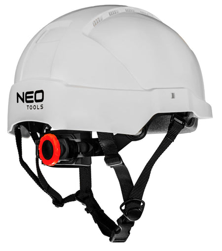Priemyselná prilba na prácu vo výškach, biela od NEO TOOLS nájdeš na naravis.sk