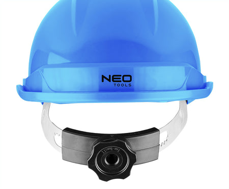 Priemyselná prilba s remienkom pod bradou, modrá od NEO TOOLS nájdeš na naravis.sk