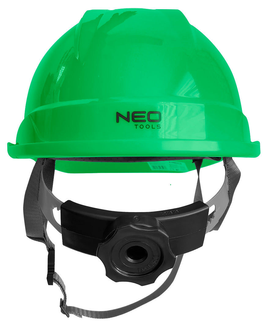 Priemyselná prilba s remienkom pod bradou, zelená od NEO TOOLS nájdeš na naravis.sk