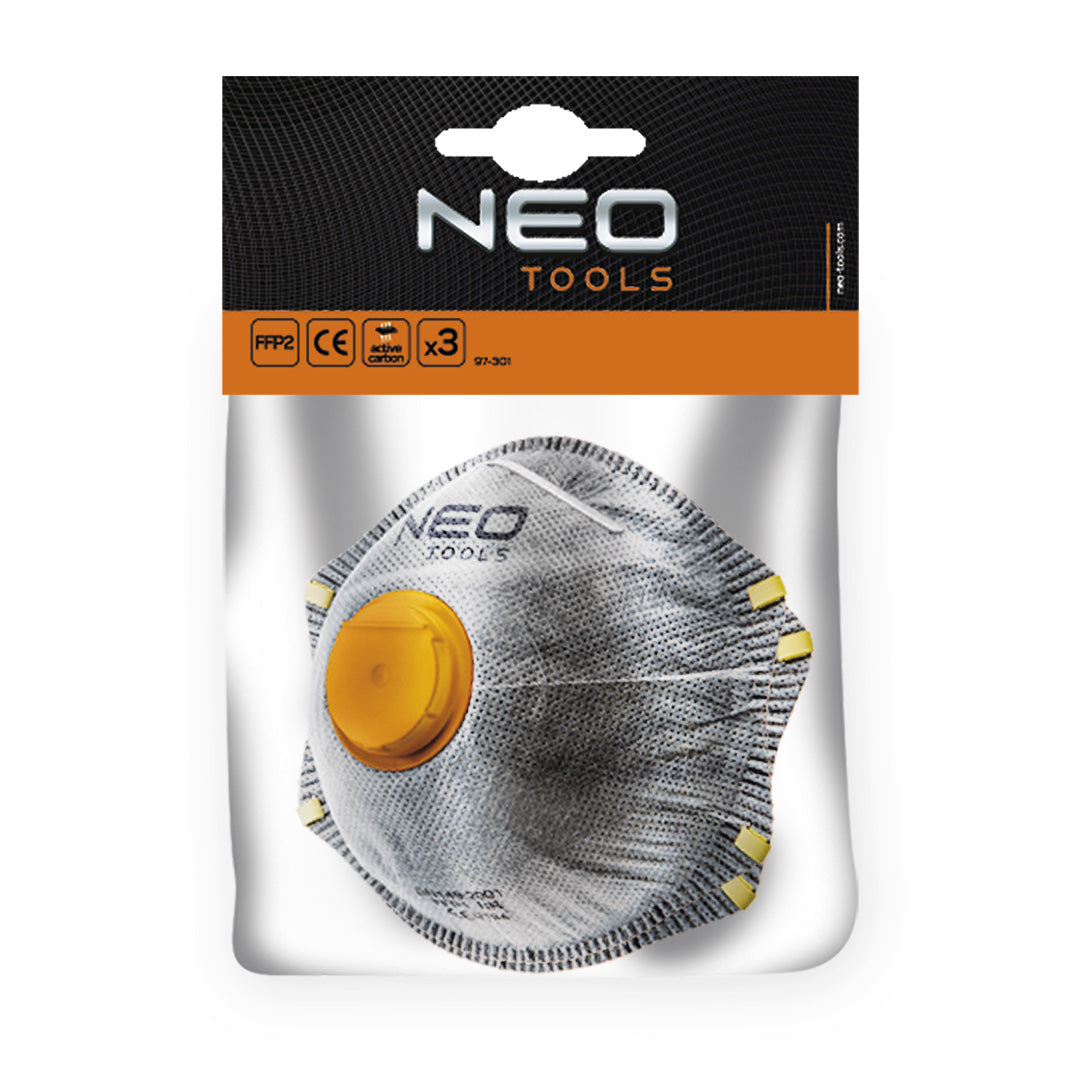Polomaska s aktívnym prachu FFP2 uhlíka s ventilom, 3 ks. od NEO TOOLS nájdeš na naravis.sk