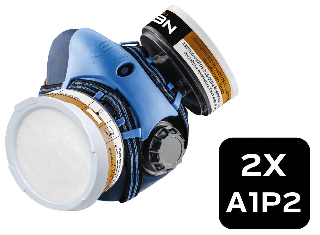 Silikónová polomaska + 2x absorbér A1P2 R od NEO TOOLS nájdeš na naravis.sk