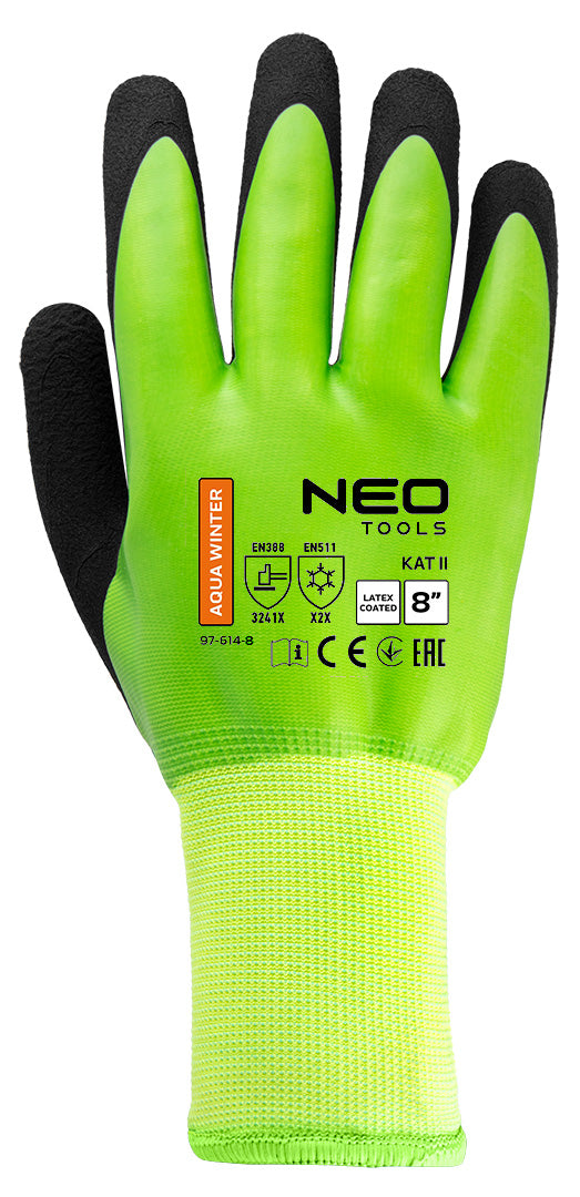 Zateplené pracovné rukavice, polyester potiahnutý latexom (2 vrstvy), 3241X, veľkosť 8 od NEO TOOLS nájdeš na naravis.sk