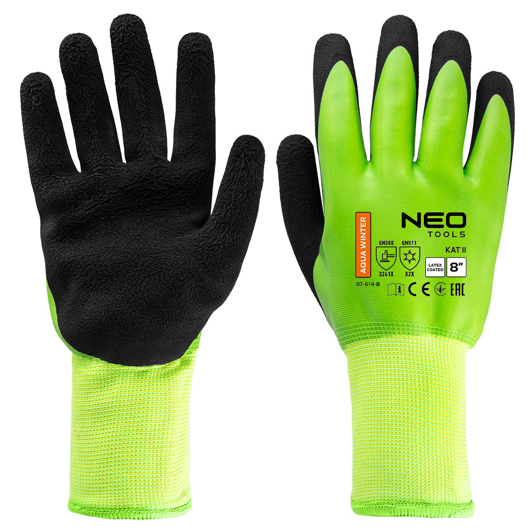 Zateplené pracovné rukavice, polyester potiahnutý latexom (2 vrstvy), 3241X, veľkosť 8 od NEO TOOLS nájdeš na naravis.sk