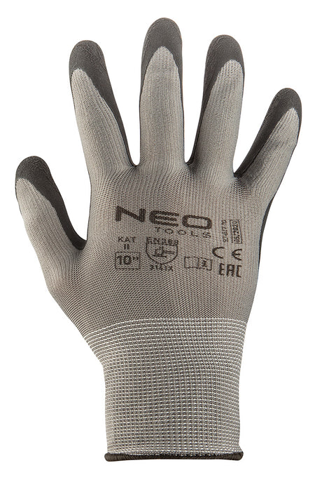 Pracovné rukavice, polyester s latexovým povlakom (pena), 3141X, veľkosť 10, hlavný materiál: nylon, povrchová úprava: Penový latex od NEO TOOLS nájdeš na naravis.sk