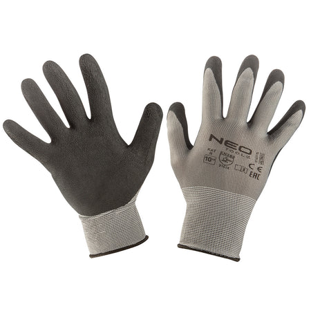 Pracovné rukavice, polyester s latexovým povlakom (pena), 3141X, veľkosť 10, hlavný materiál: nylon, povrchová úprava: Penový latex od NEO TOOLS nájdeš na naravis.sk