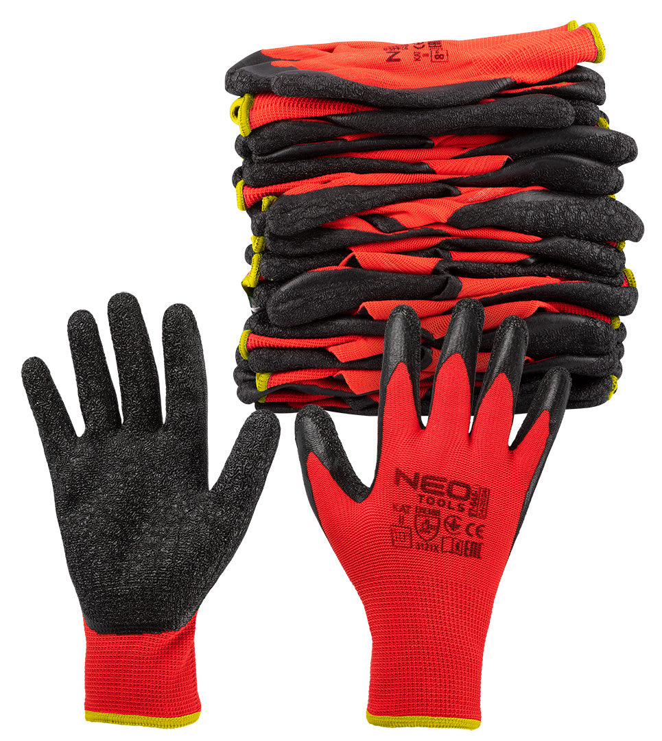 Pracovné rukavice, polyester s latexovým povlakom (krincle),3121X, veľkosť 10 od NEO TOOLS nájdeš na naravis.sk