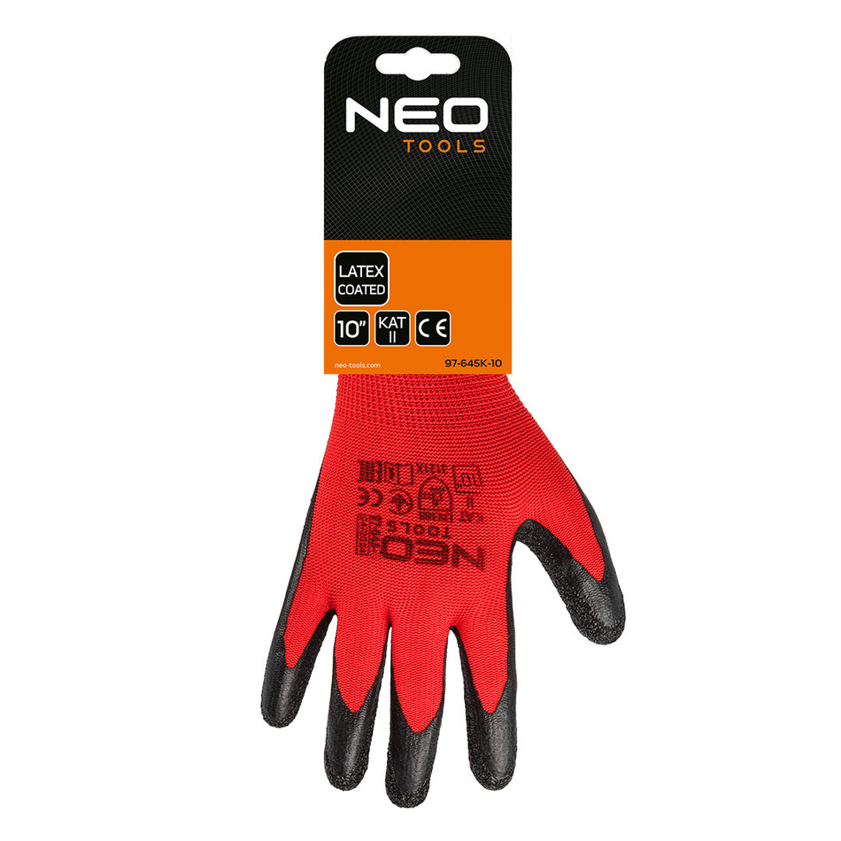 Pracovné rukavice, polyester s latexovým povlakom (krincle),3121X, veľkosť 10 (karta) od NEO TOOLS nájdeš na naravis.sk