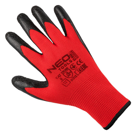 Pracovné rukavice, polyester s latexovým povlakom (krincle),3121X, veľkosť 11 (karta) od NEO TOOLS nájdeš na naravis.sk