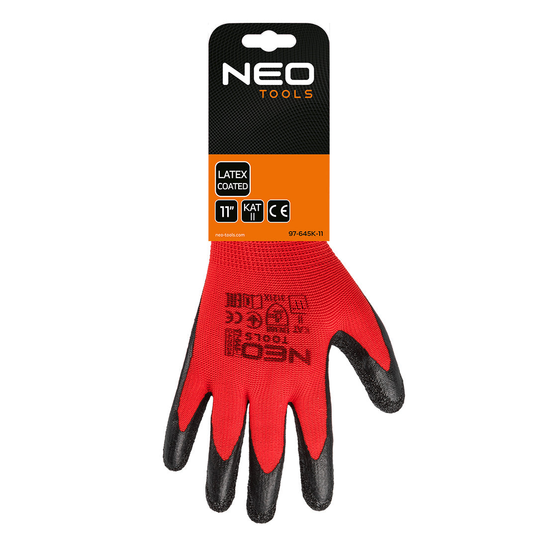 Pracovné rukavice, polyester s latexovým povlakom (krincle),3121X, veľkosť 11 (karta) od NEO TOOLS nájdeš na naravis.sk