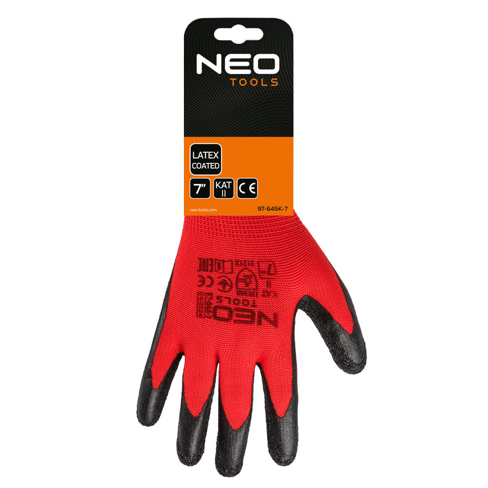 Pracovné rukavice, polyester s latexovým povlakom (krincle),3121X, veľkosť 7 (karta) od NEO TOOLS nájdeš na naravis.sk