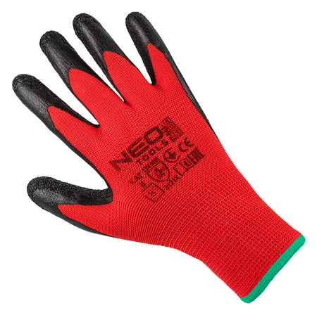Pracovné rukavice, polyester s latexovým povlakom (krincle),3121X, veľkosť 8 (karta) od NEO TOOLS nájdeš na naravis.sk