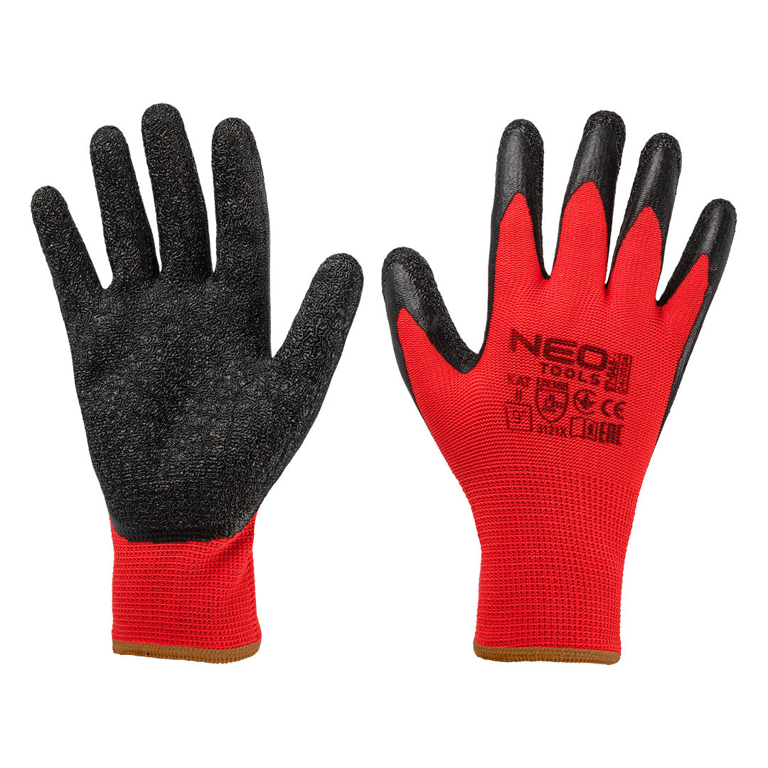 Pracovné rukavice, polyester s latexovým povlakom (krincle),3121X, veľkosť 9 (karta) od NEO TOOLS nájdeš na naravis.sk