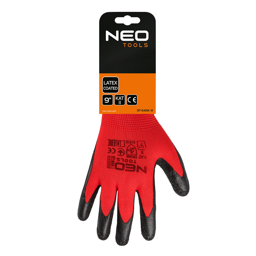 Pracovné rukavice, polyester s latexovým povlakom (krincle),3121X, veľkosť 9 (karta) od NEO TOOLS nájdeš na naravis.sk
