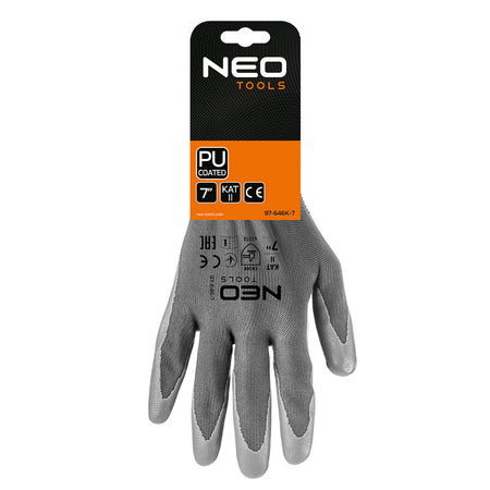 Pracovné rukavice, polyester s PU povlakom, 4131X, veľkosť 7 (karta) od NEO TOOLS nájdeš na naravis.sk