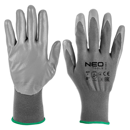 Pracovné rukavice, polyester s PU povlakom, 4131X, veľkosť 8 (karta) od NEO TOOLS nájdeš na naravis.sk