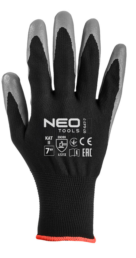 Pracovné rukavice, polyester s nitrilovým povlakom, 4131X, veľkosť 7 (karta) od NEO TOOLS nájdeš na naravis.sk