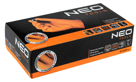 Perforované nitrilové rukavice, oranžové, 50 kusov, veľkosť L od NEO TOOLS nájdeš na naravis.sk