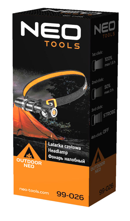USB dobíjateľný svetlomet 800 lm CREE XML-T6 LED od NEO TOOLS nájdeš na naravis.sk
