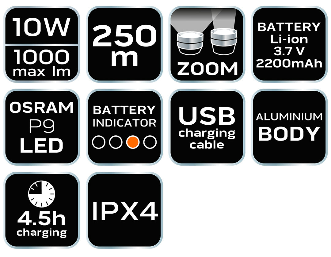 USB dobíjacia baterka 1000 lm OSRAM P9 LED od NEO TOOLS nájdeš na naravis.sk