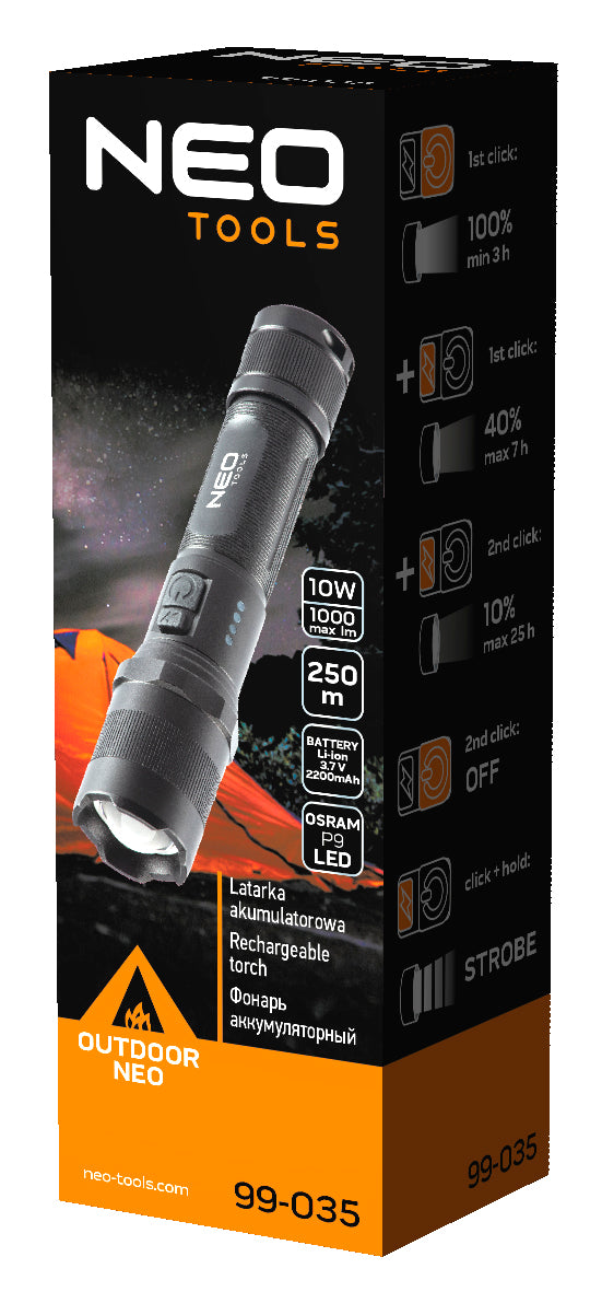 USB dobíjacia baterka 1000 lm OSRAM P9 LED od NEO TOOLS nájdeš na naravis.sk