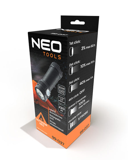 USB dobíjateľná baterka 3300 lm OSRAM P9 LED od NEO TOOLS nájdeš na naravis.sk