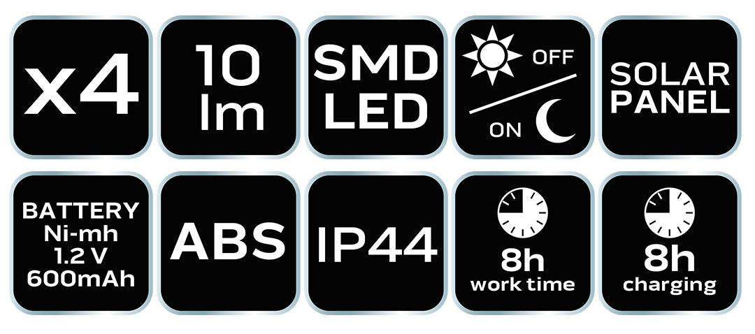 Solárna záhradná lampa SMD tyč, 4 ks. od NEO TOOLS nájdeš na naravis.sk