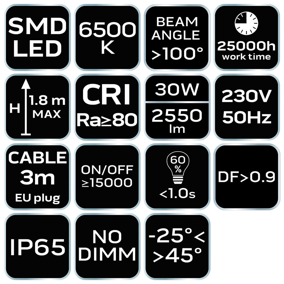 Reflektor jednoduchý 30W SMD LED 2550lm 230V na stojane 1.8m od NEO TOOLS nájdeš na naravis.sk