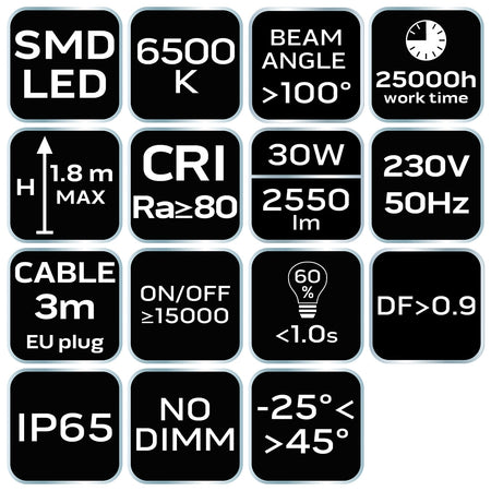Reflektor jednoduchý 30W SMD LED 2550lm 230V na stojane 1.8m od NEO TOOLS nájdeš na naravis.sk