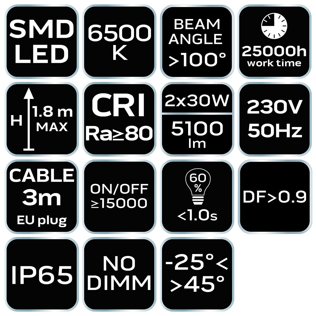 Dvojitý reflektor 2x30W SMD LED 5100lm na stojane 1,8m od NEO TOOLS nájdeš na naravis.sk