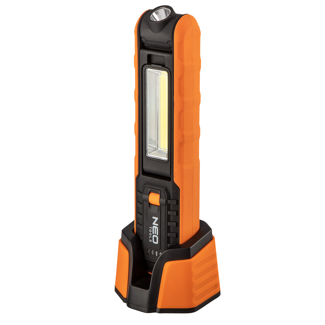 Batériová dielenská lampa 500 lm COB + základňa + nabíjačka od NEO TOOLS nájdeš na naravis.sk