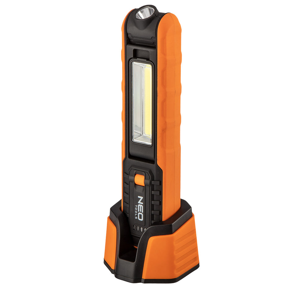 Batériová dielenská lampa 500 lm COB + základňa + nabíjačka od NEO TOOLS nájdeš na naravis.sk