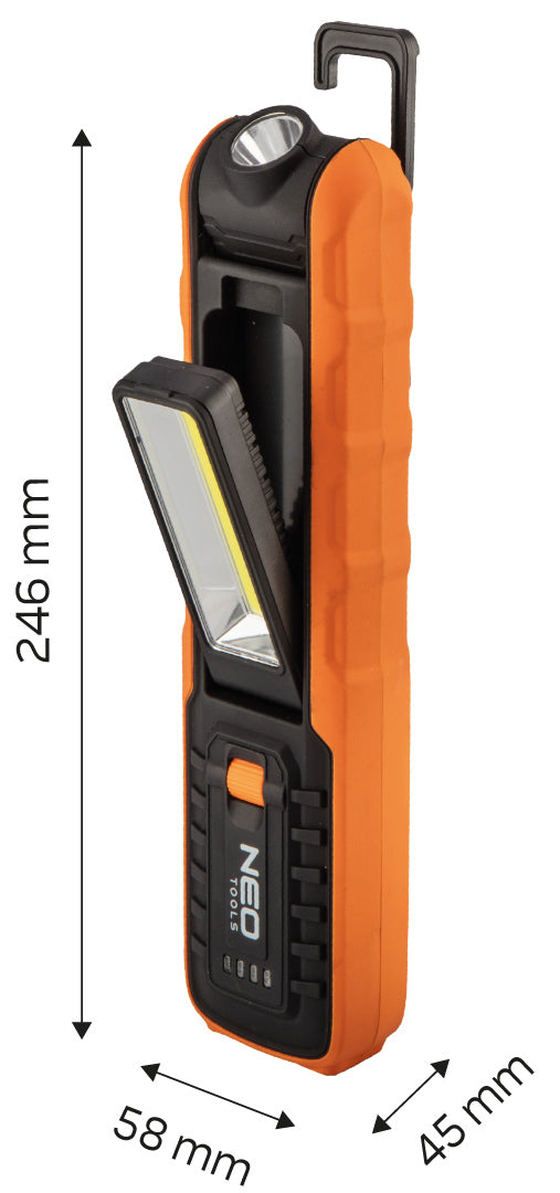 Batériová dielenská lampa 500 lm COB + základňa + nabíjačka od NEO TOOLS nájdeš na naravis.sk