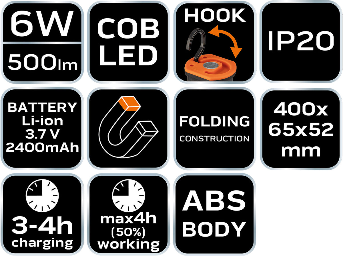 Batériová dielenská lampa 500 lm COB LED od NEO TOOLS nájdeš na naravis.sk