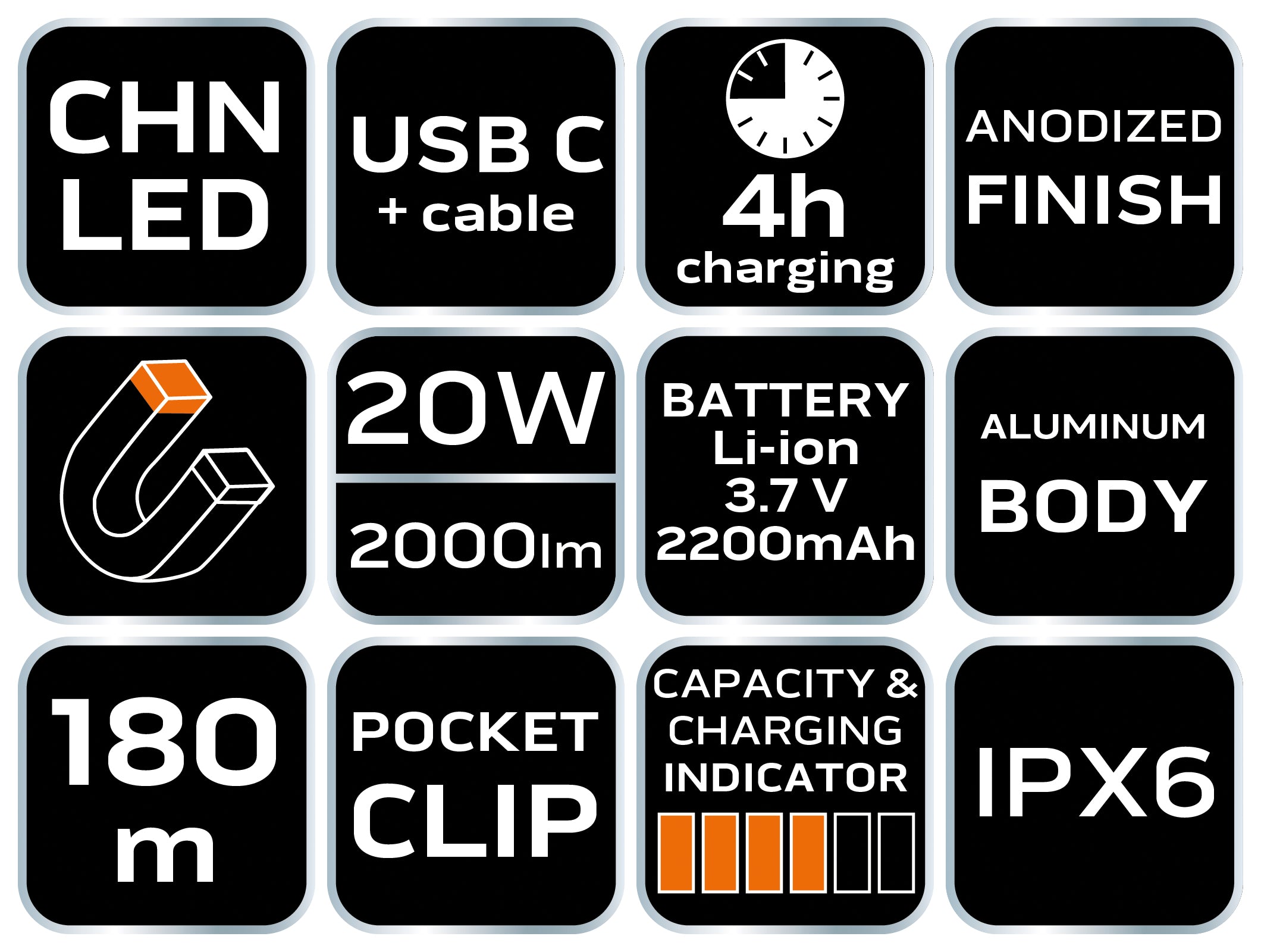 Batériová baterka USB C 2000 lm CHN LED od NEO TOOLS nájdeš na naravis.sk