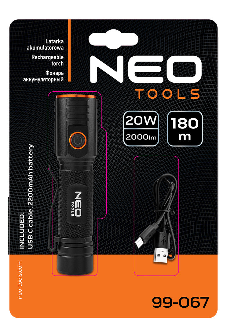 Batériová baterka USB C 2000 lm CHN LED od NEO TOOLS nájdeš na naravis.sk