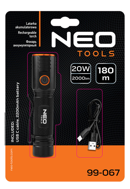 Batériová baterka USB C 2000 lm CHN LED od NEO TOOLS nájdeš na naravis.sk