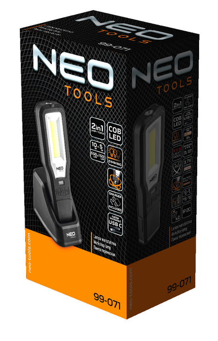 Dielenská lampa 550 lm COB LED + základňa + nabíjačka od NEO TOOLS nájdeš na naravis.sk