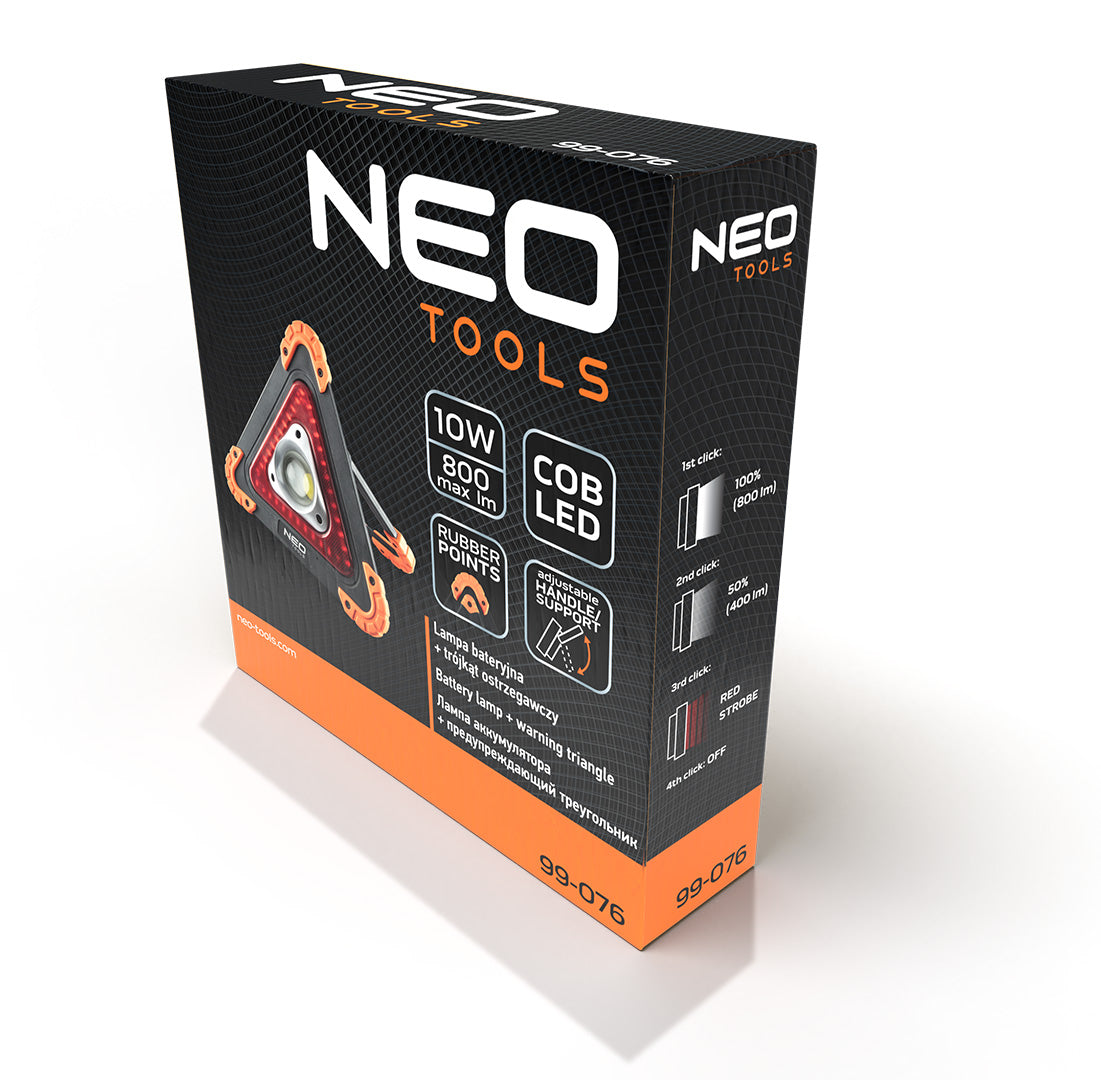 Akumulátorová lampa + výstražný trojuholník 2 v 1 od NEO TOOLS nájdeš na naravis.sk