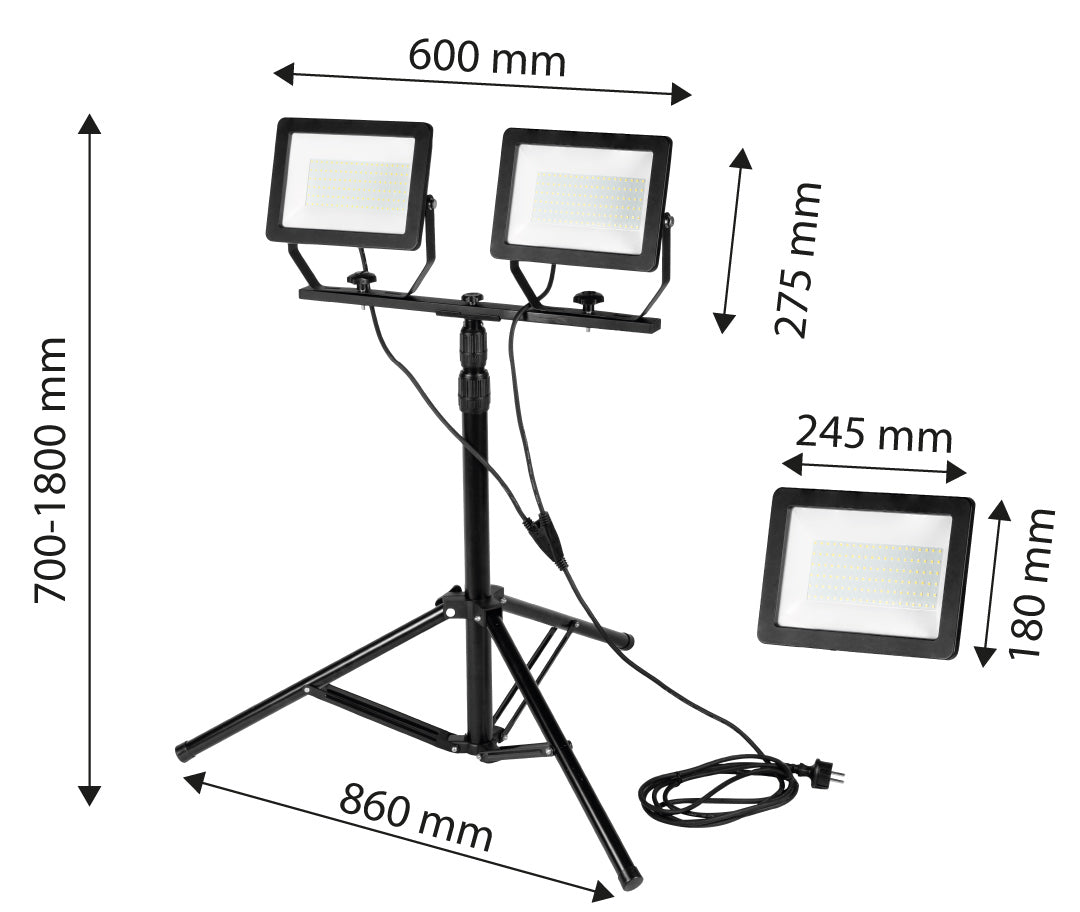 Twin Spotlight 2x100W SMD LED 2 x 8500lm na 1,8m statíve od NEO TOOLS nájdeš na naravis.sk