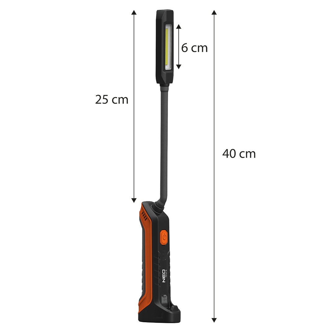 Dobíjacia dielenská lampa 400 lm COB + baterka od NEO TOOLS nájdeš na naravis.sk