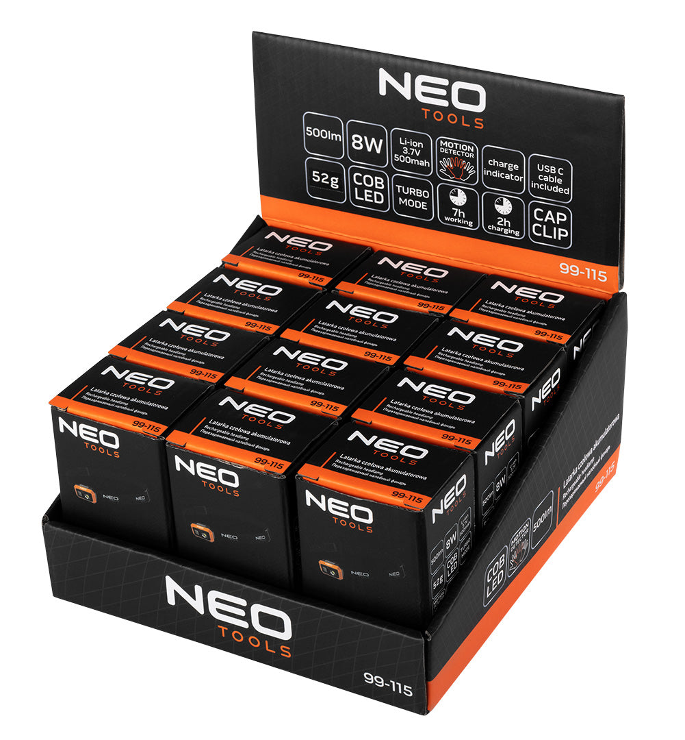 Dobíjateľný svetlomet USB COB LED s výkonom 500 lm 12 kusov od NEO TOOLS nájdeš na naravis.sk