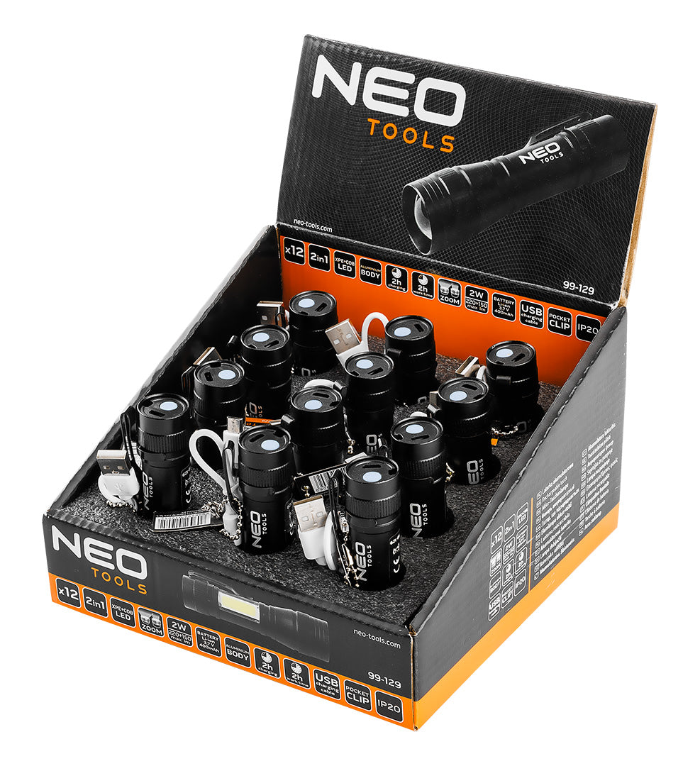 Dobíjacia baterka XPE+COB 220 lm, násobky 12. od NEO TOOLS nájdeš na naravis.sk
